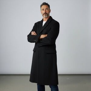 Aquascutum London Vintage mid century Black weatherproof wool Coat Classic Style